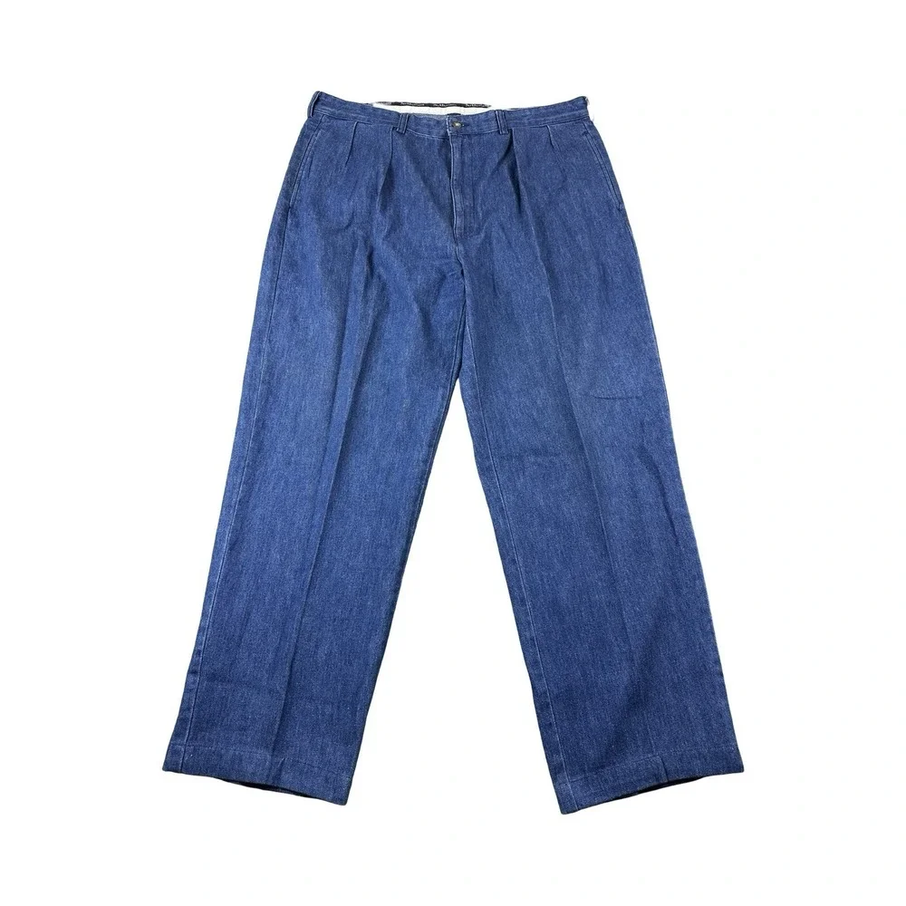 Polo Ralph Lauren Blue Indigo Dual Pleated Mens Trouser Size 38x29 VTG 90s